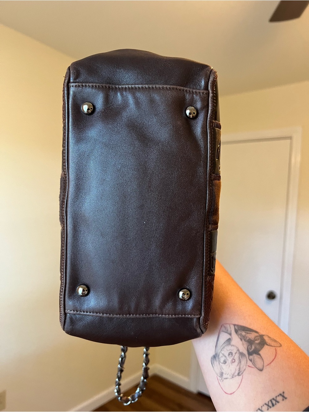 CHANEL Brown & Black Patchwork Leather Shoulder Bag - Picture 3 of 14